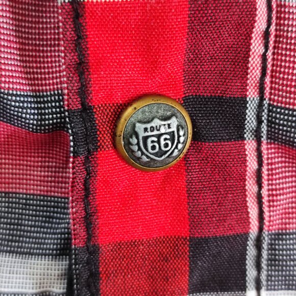 Rout 66 button down shirt men's size S grey red plaid short western country styl - Picture 7 of 12